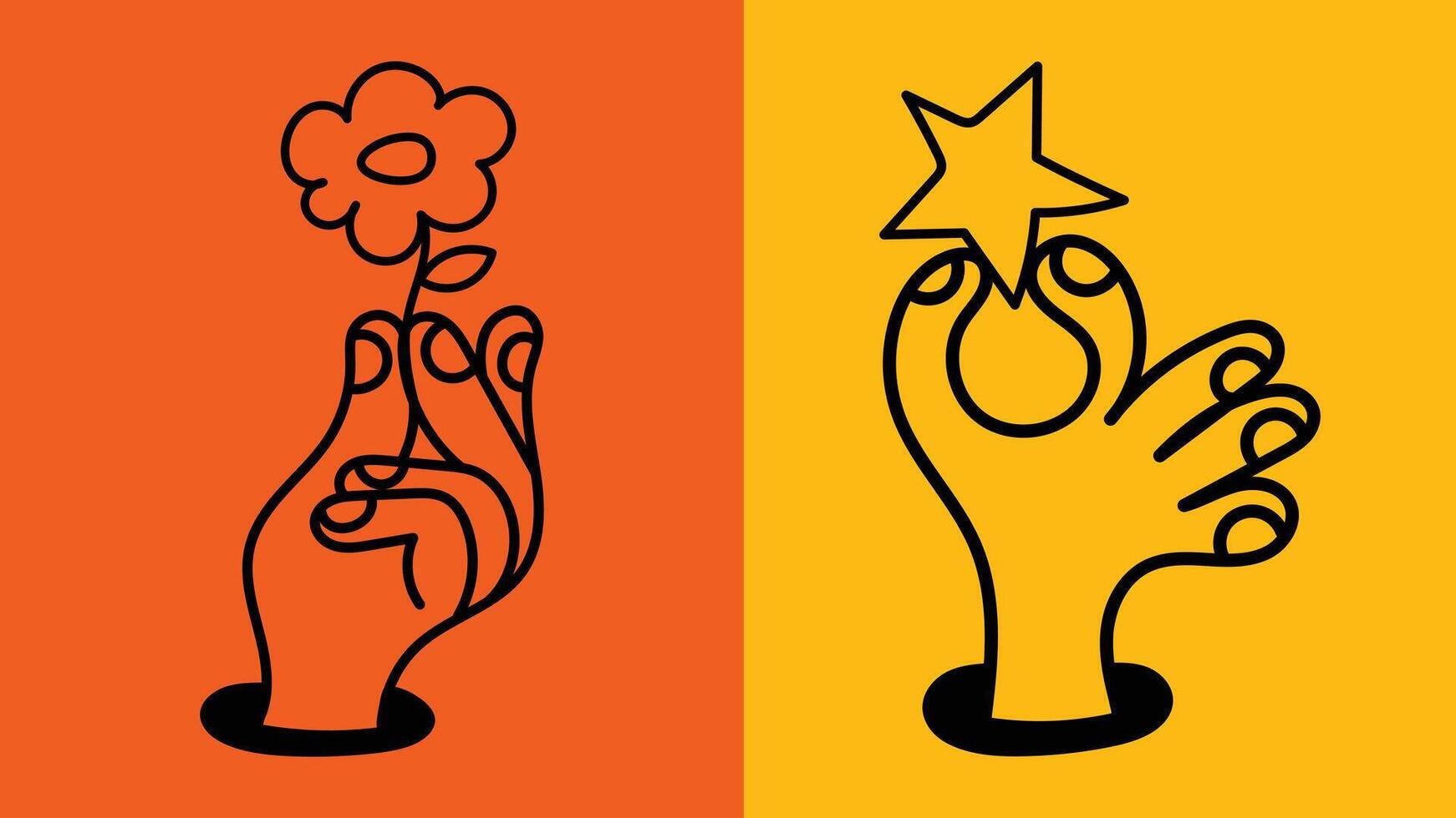 Hand-drawn hands and gesture doodle icons in clean outline style. vector