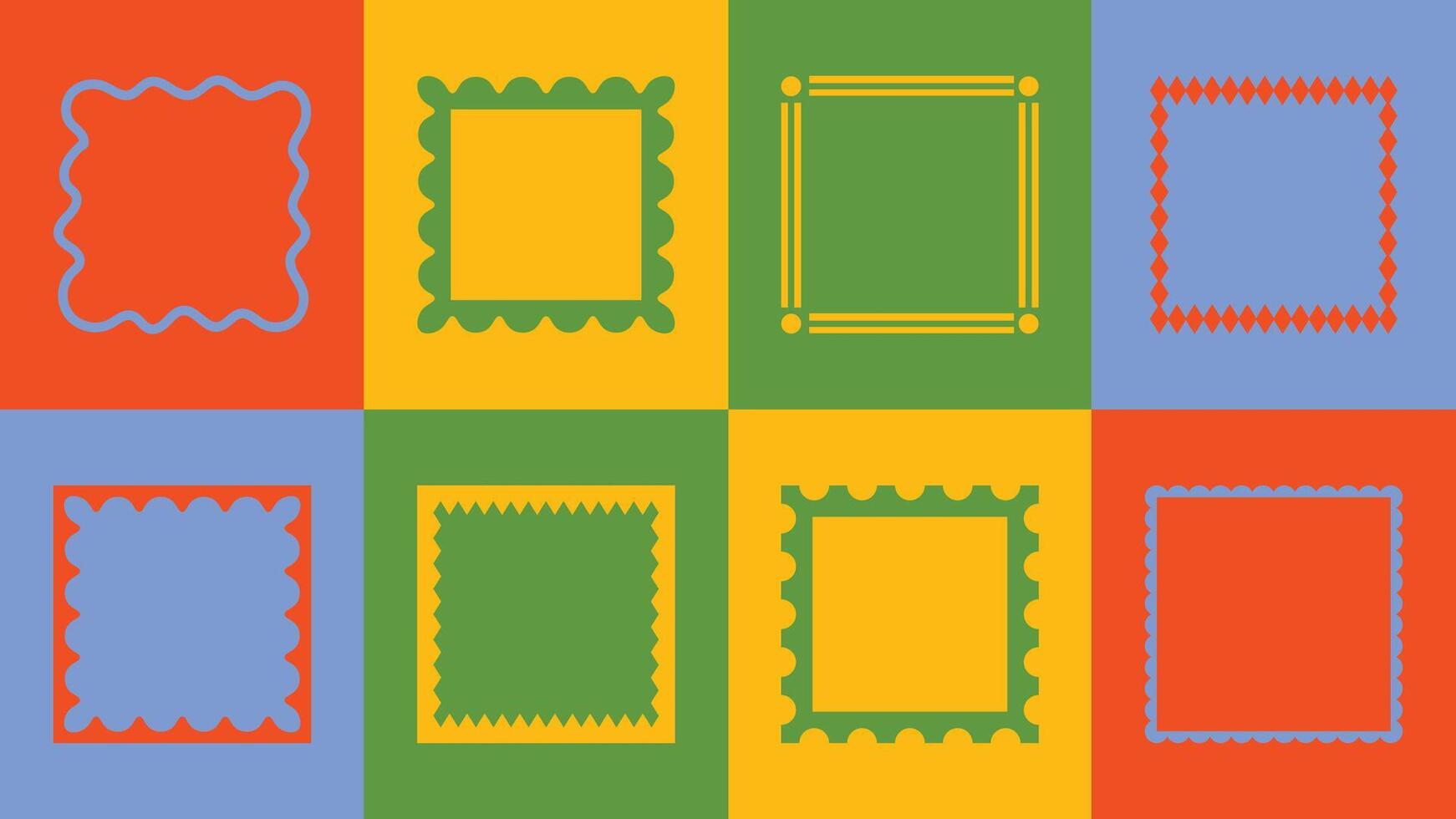 Quirky square frame set in collage-style hand-drawn cut-out look. Design accents for logos, prints vector
