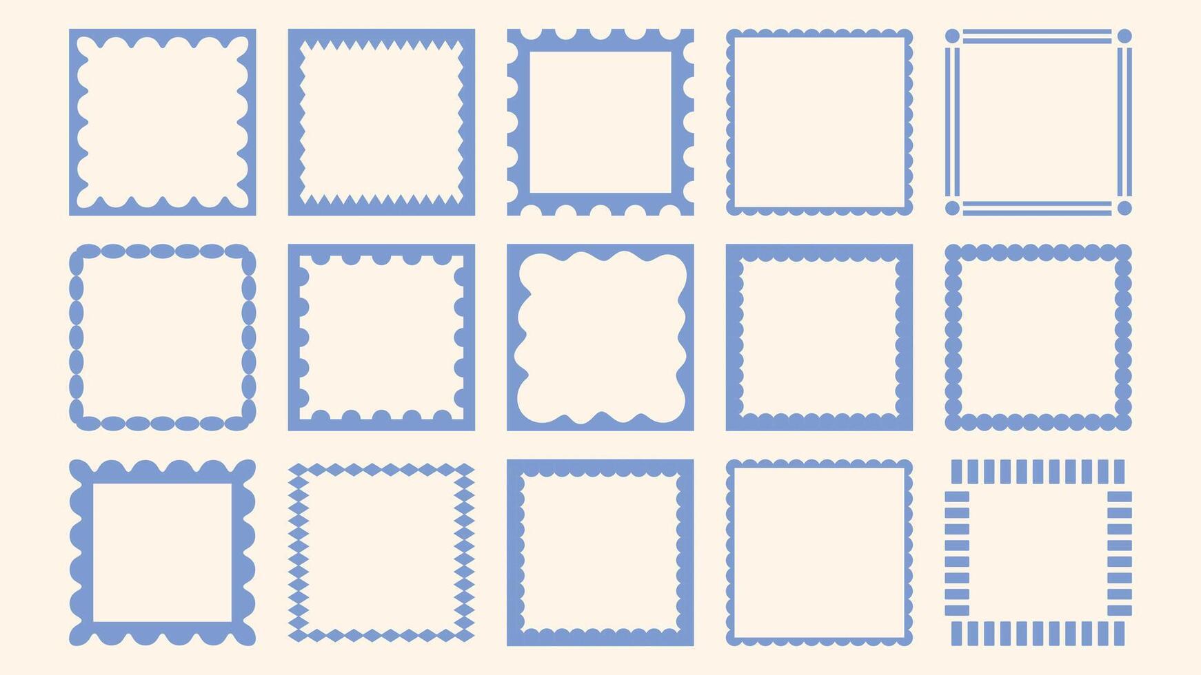 Set of square and frames in childlike hand-cut style. Great for craft-inspired branding and art prints. vector
