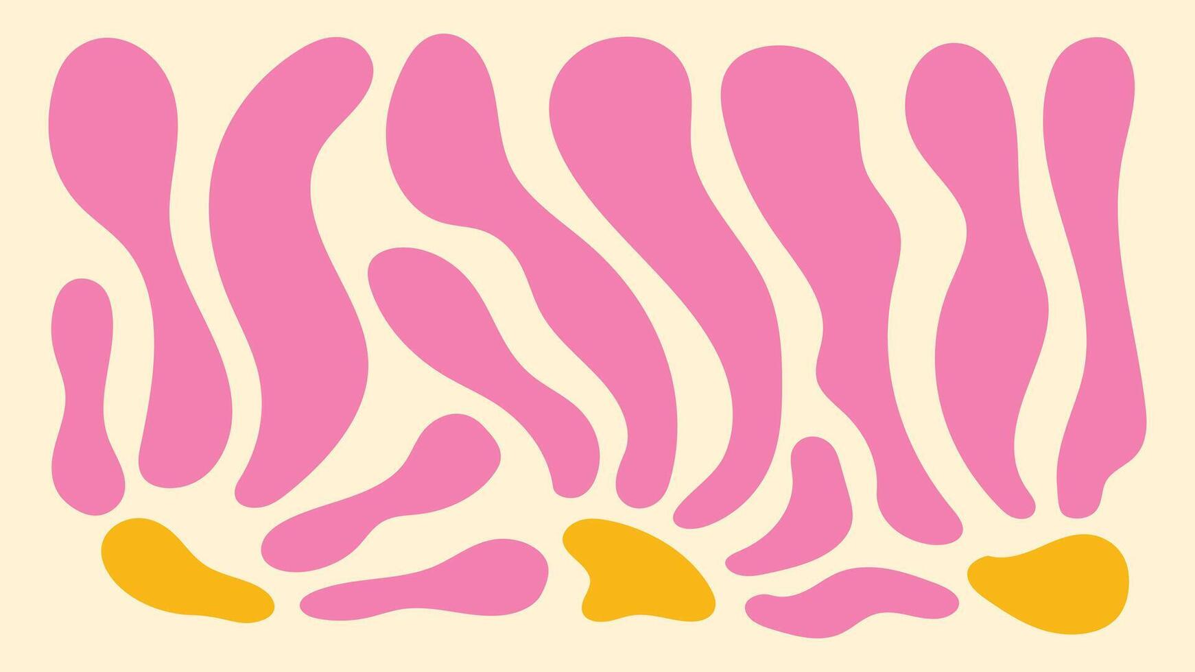 Horizontal artwork in hand-drawn linocut style with playful floral motifs, sun shapes, and wavy groovy great for summer-themed prints, banners, and modern surface design. vector