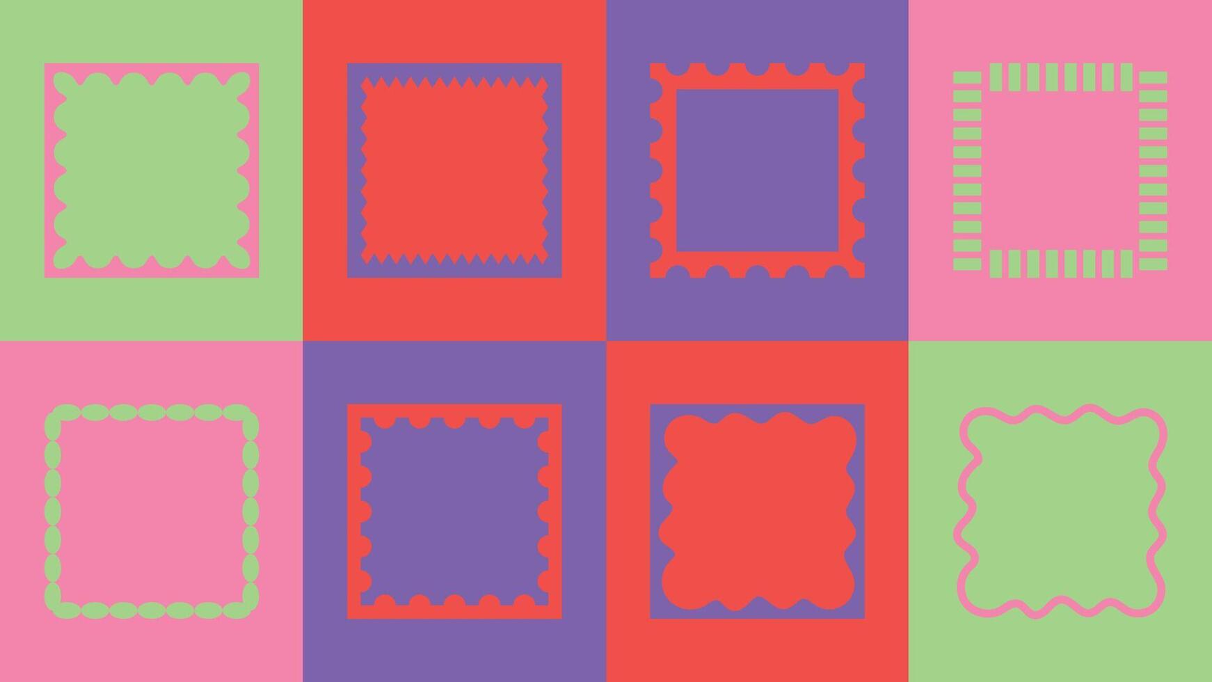 Quirky square frame set in collage-style hand-drawn cut-out look. vector