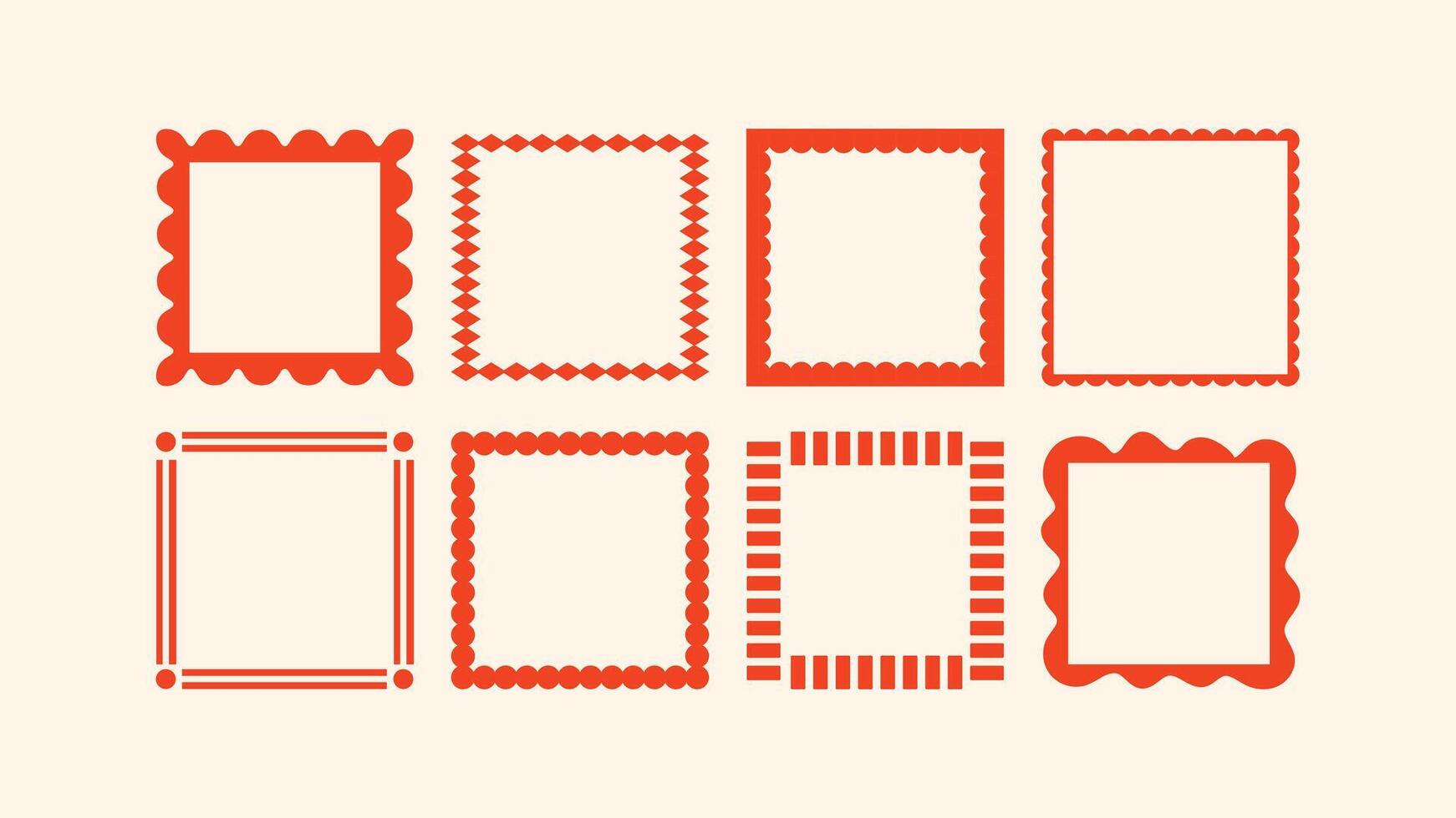 abstract square frames in hand-drawn cut-out style, perfect for logo templates, prints, and modern decorative design. vector