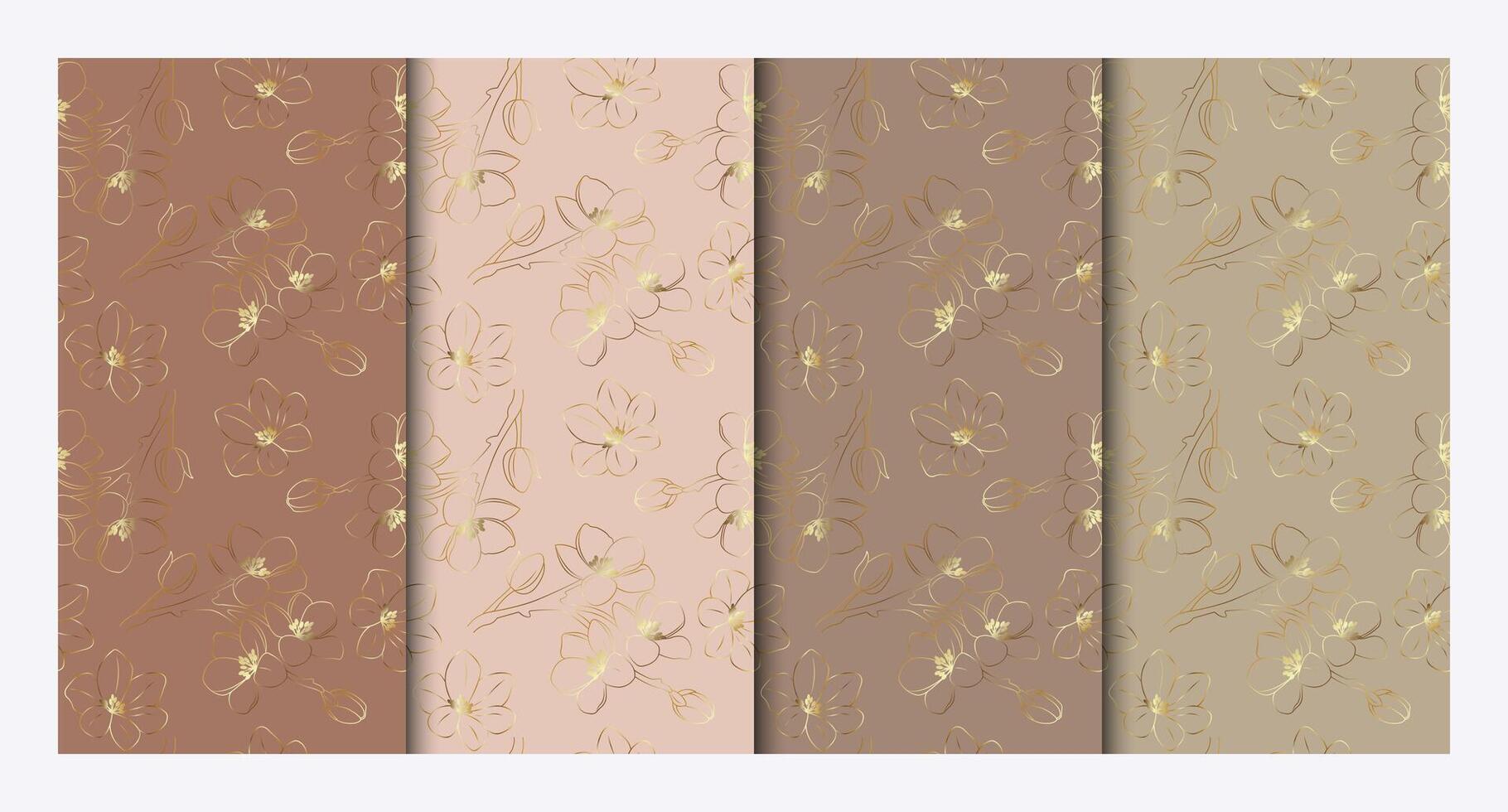 Patterns with sakura flowers in colors of the year 2025 vector
