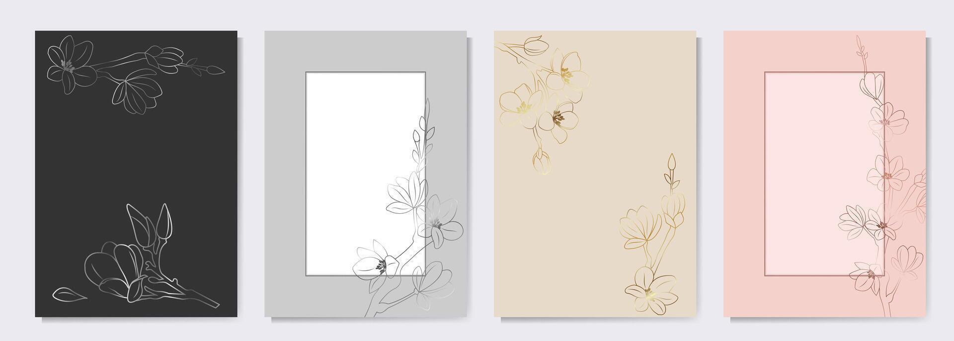 Modern elegant cover design with sakura flowers vector