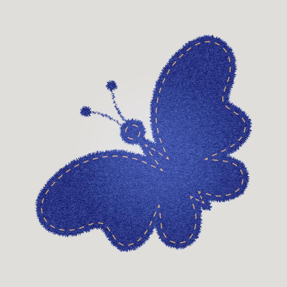 Denim patch in the form of a butterfly vector