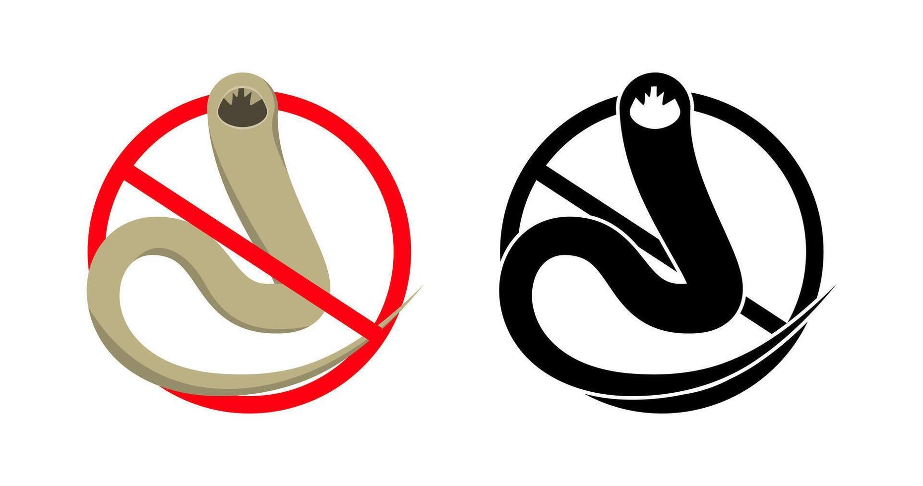 Stop Hookworm, Ancylostoma duodenale, Necator americanus, prohibiting sign indicating treatment or eradication of parasites vector