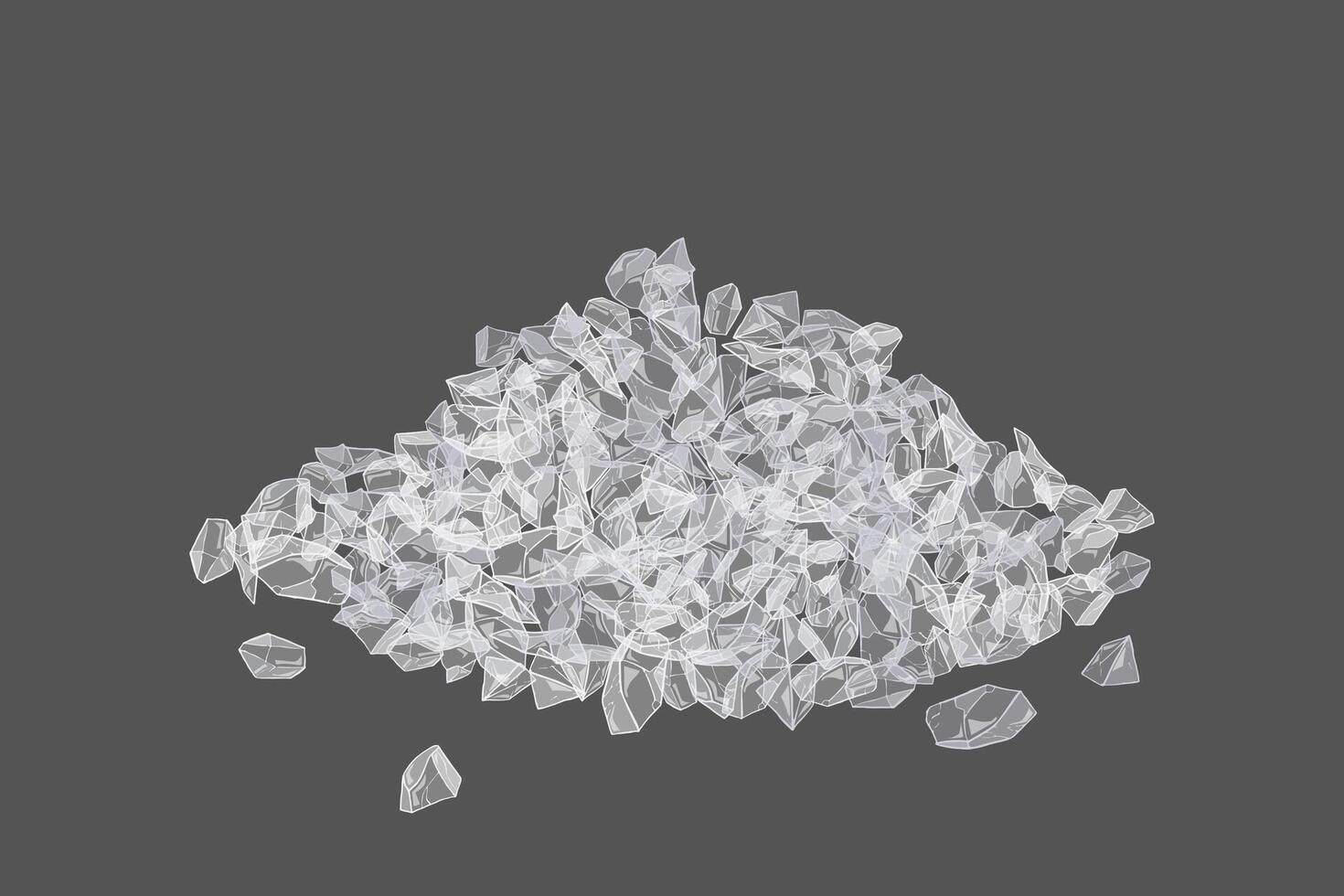 Pile of coarse salt crystals forming a small mound on a gray background vector