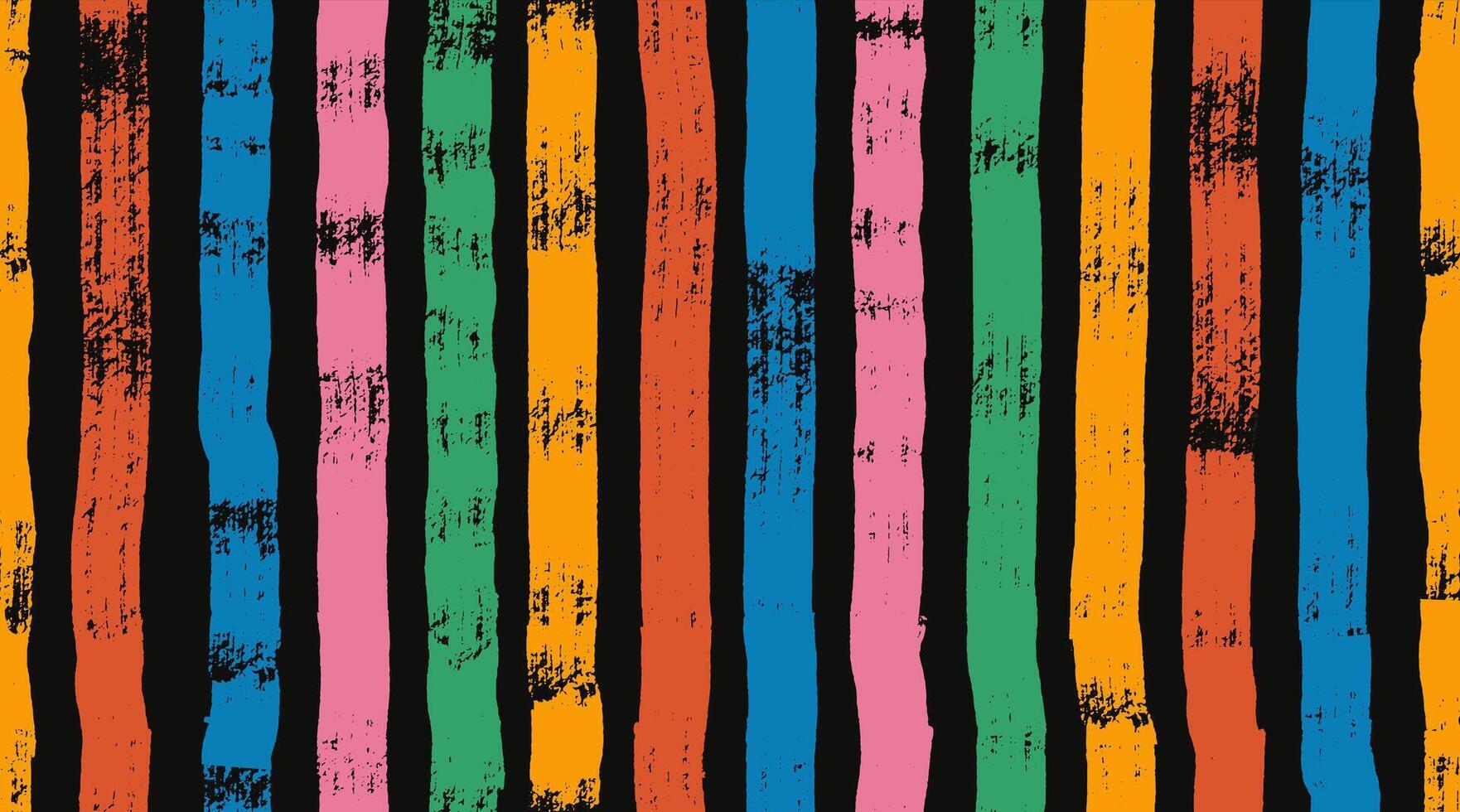 Straight colored thick lines seamless pattern painted with dry brush on canvas set. Seamless grunge marker highlight. paint bold brush strokes, hand drawn thick grunge. Sketchy vertical lines. vector