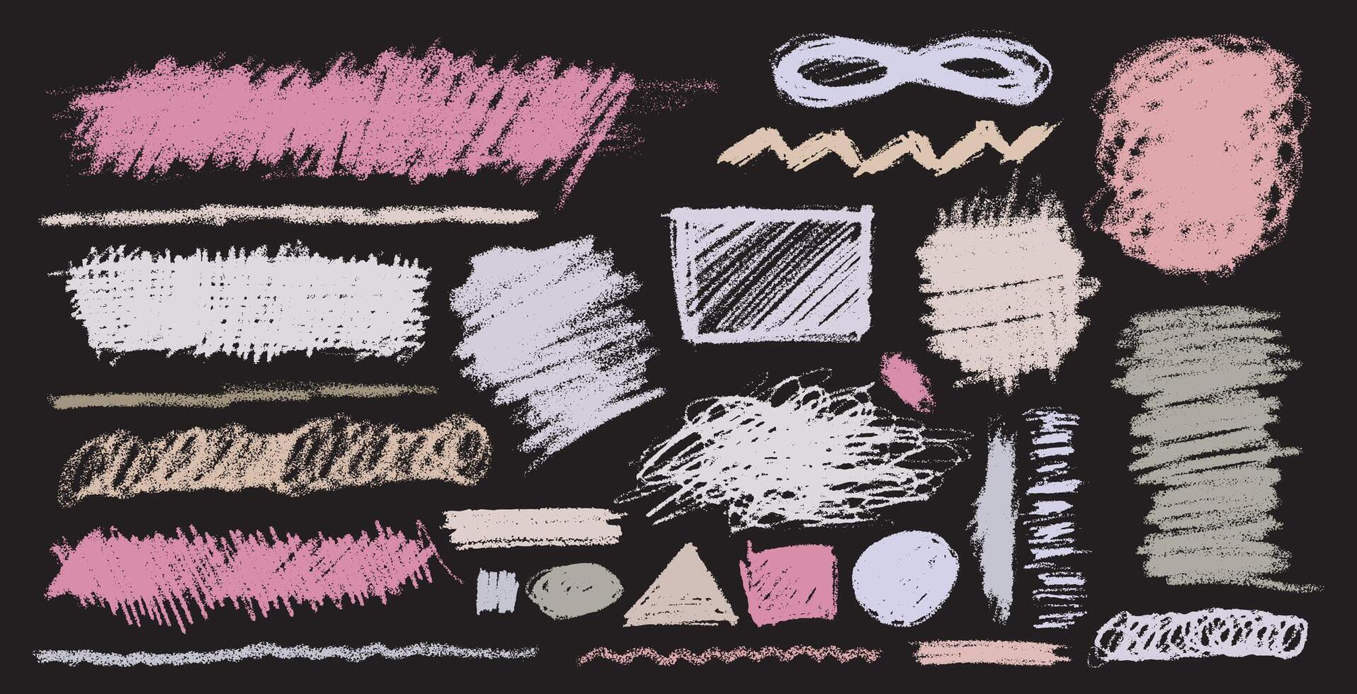 Set of pastel pencil underline, crayon scribble brush and line. Realistic multi kids crayon scribble line, stroke, design element. Crayon colored elements in grunge style. illustration. vector