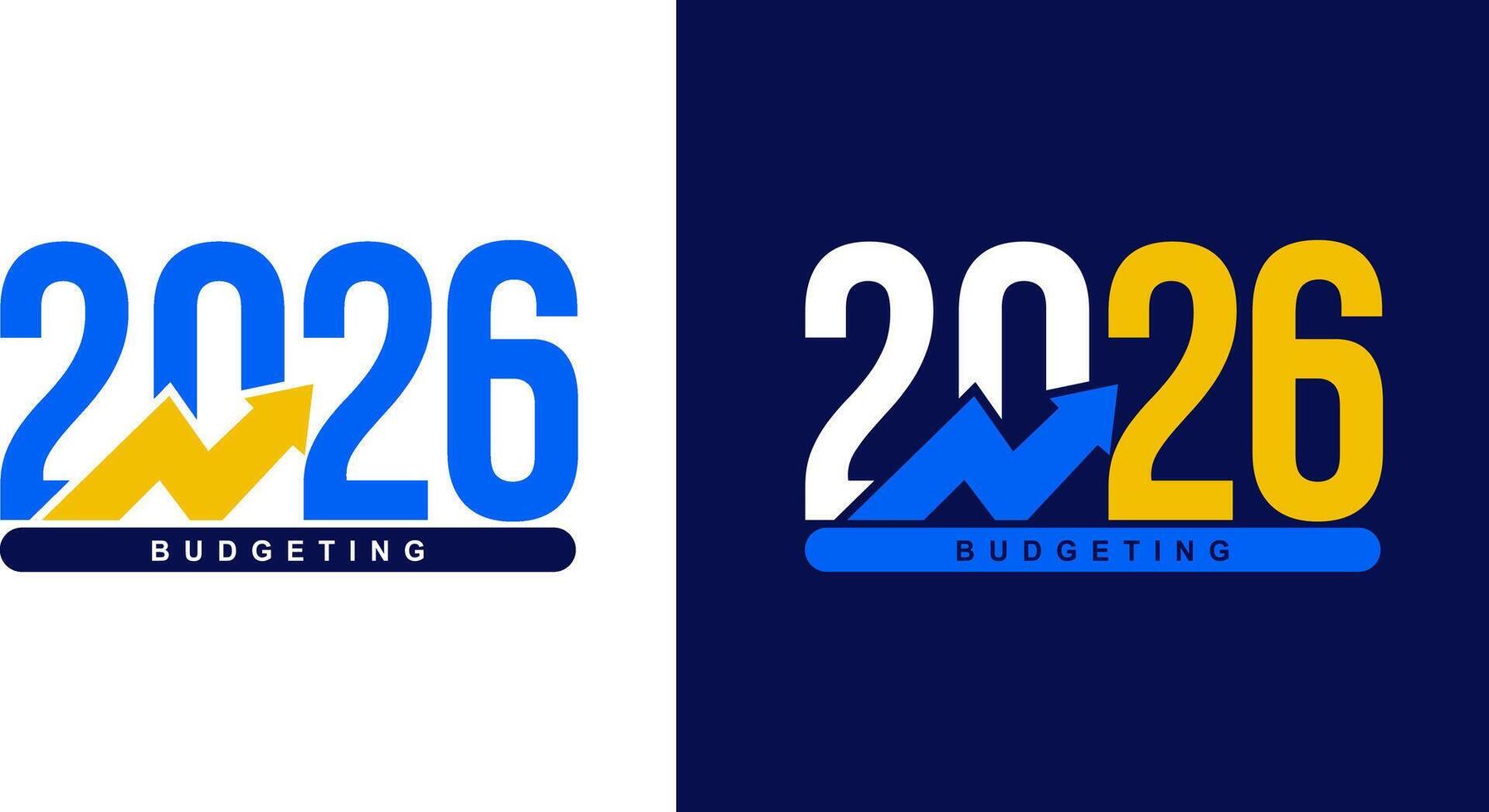 Budgeting 2026 logo design. Set of 2026 budget banner design templates. 2026 text with green and blue color. Price rise. Indicators are rising. . Design for business, government agencies. vector