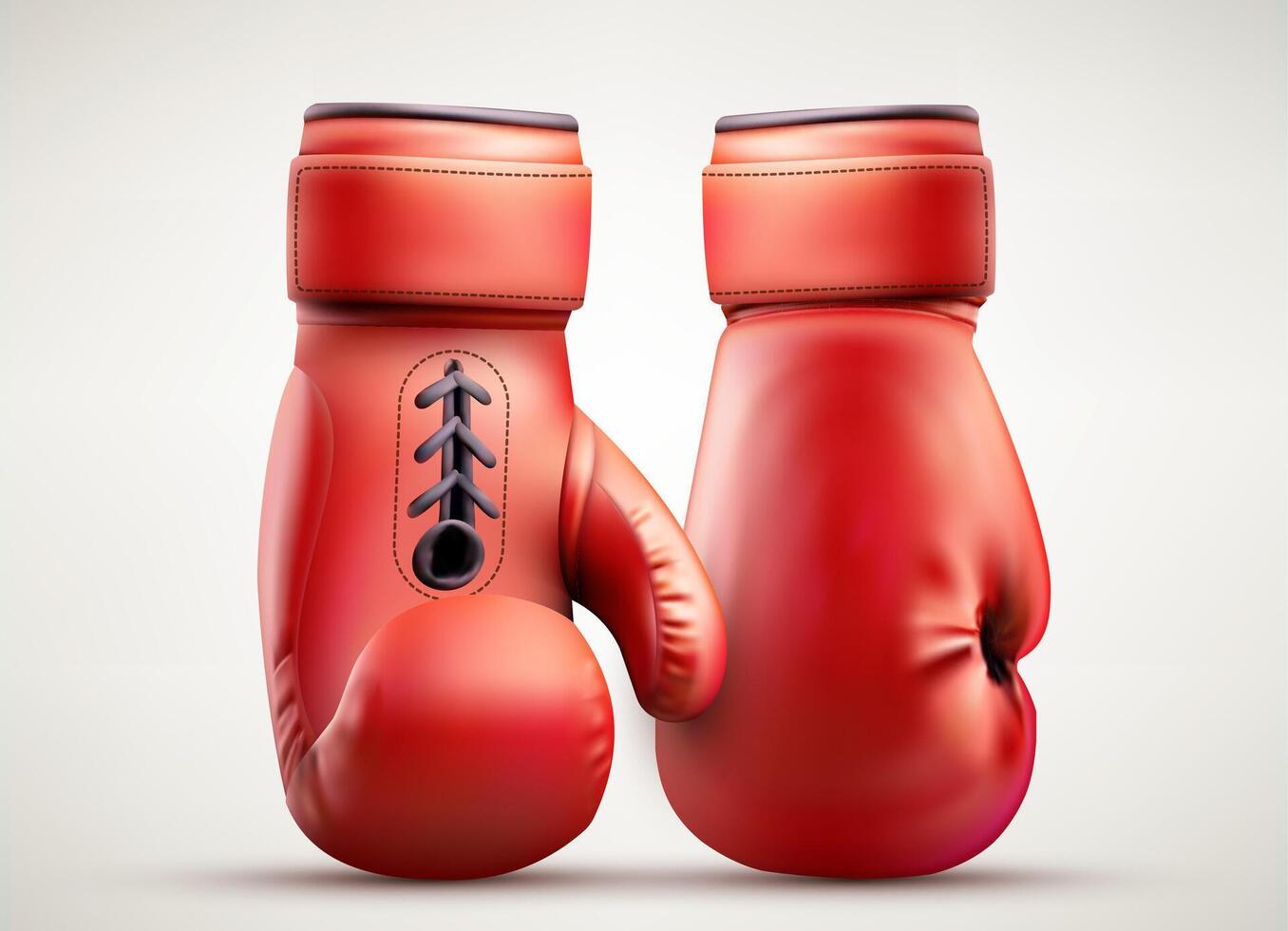 Red boxing gloves. 3d Realistic boxing gloves realistic set with isolated images of red muffler from different angle. Realistic red pair of box fist protection equipment. illustration. vector