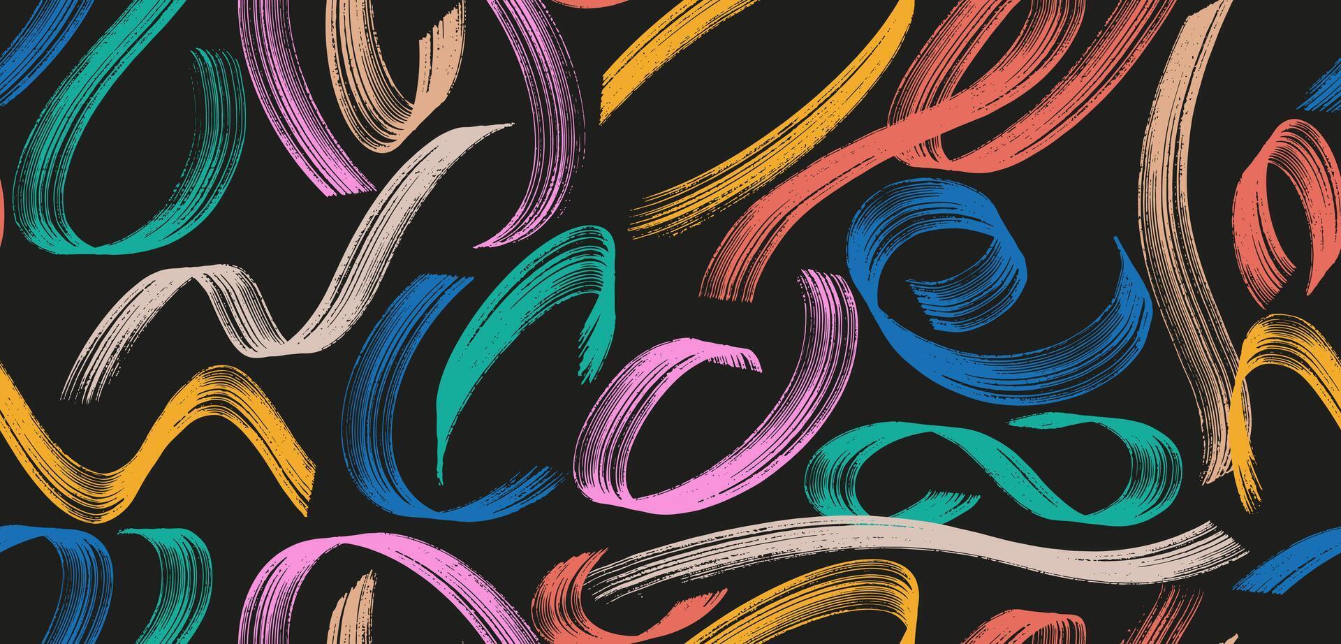 Seamless pattern brush strokes with detailed texture. Colored abstract paint brush stroke, drawing a frame background. Grunge old vintage brush stroke scratches. Paint brush stroke seamless pattern. vector