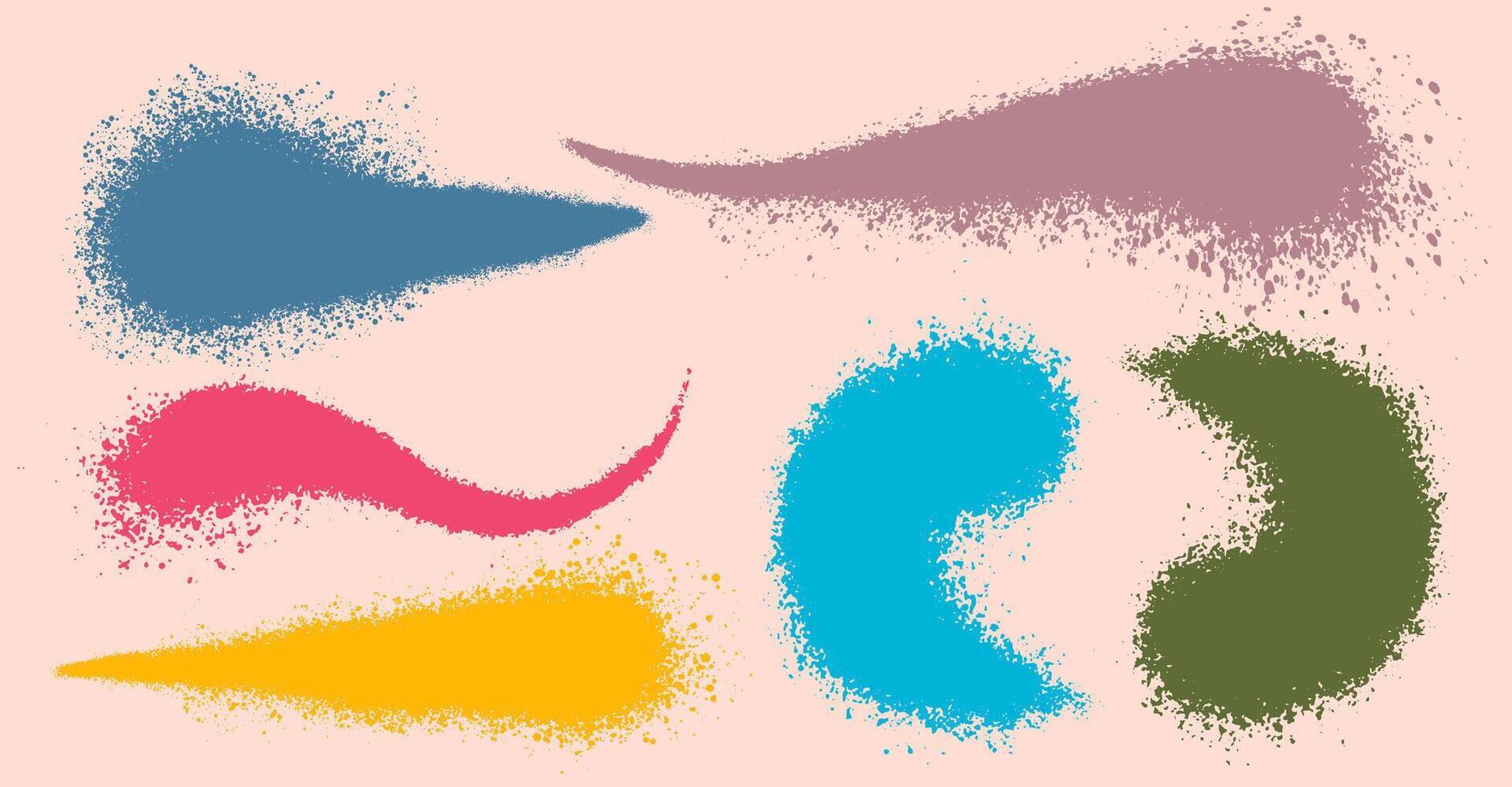 Set of colored blots. Black spots of paint on a white background. Grunge frame of paint. brush stroke set isolated on background. Paint brush stroke for ink paint, grunge design element. vector