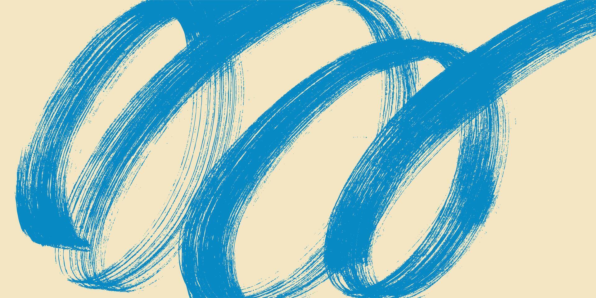 Hand drawn bold spiral brush stroke with spray texture. Distress damaged edge old banner with spiral bold line. Vintage poster, background. grainy brush strokes texture with scattered tiny dots vector
