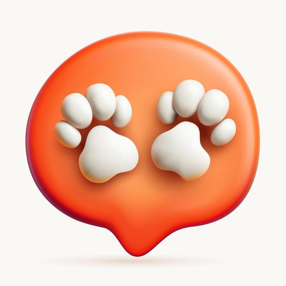 Dog and cat paw 3d, great design for poster, logo, social media. Dog or cat paw print eyeball glossy elegant pink round button abstract. illustration. vector