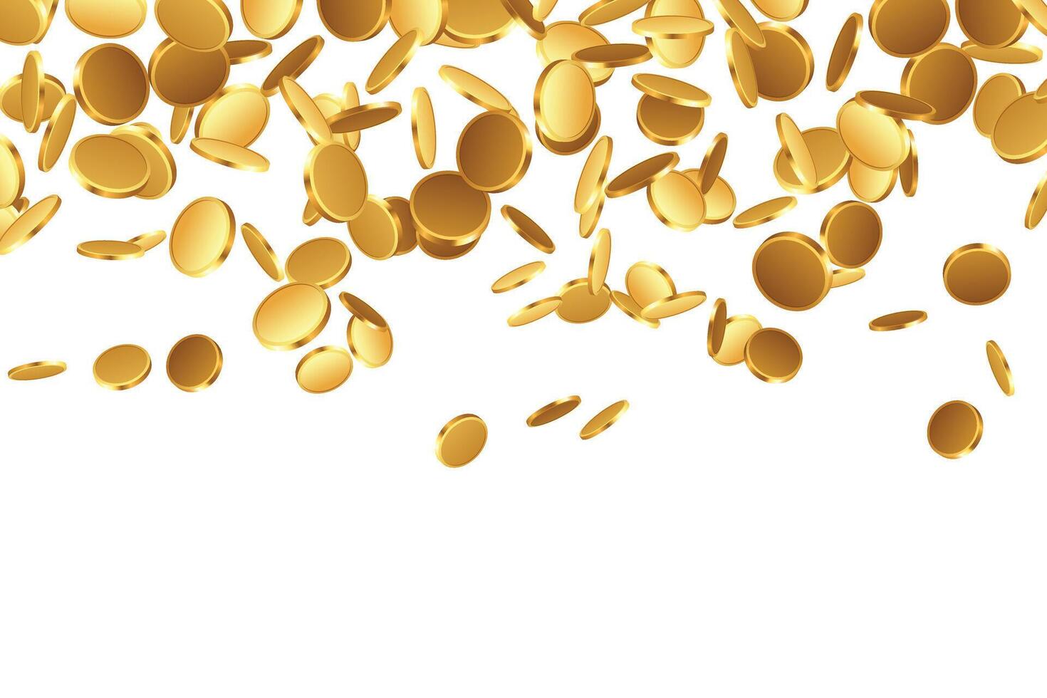 Pile of falling gold coins isolated on white background vector