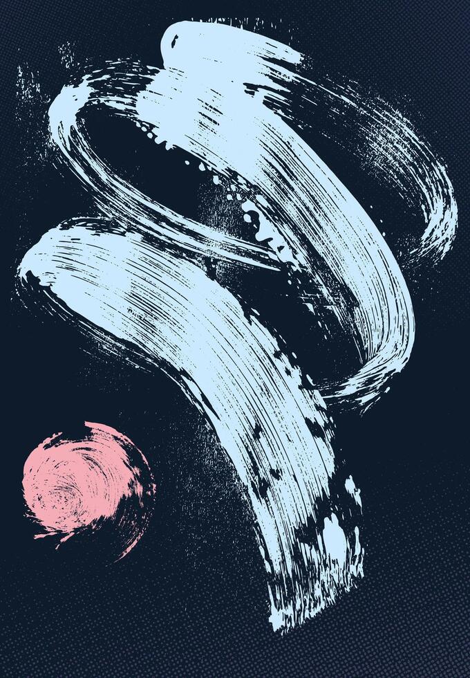Grainy bold brush stroke with texture. hand drawn distress damaged edge retro template. Squiggle for collages, banner, posters. Design grainy texture shape with small dot. Old background vector