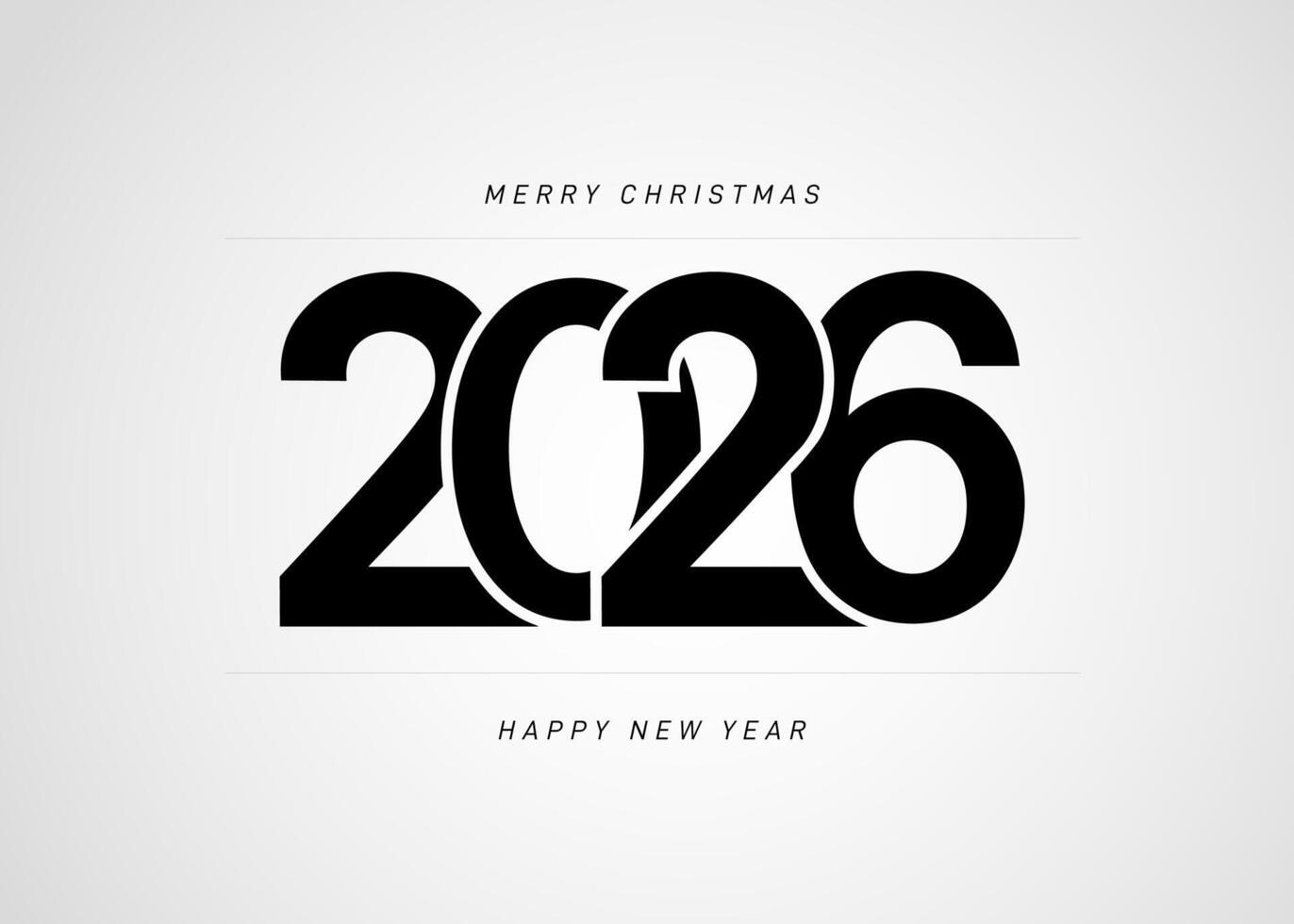 Happy New Year 2026 logo text design. Cover of business diary for 2026 with wishes. Black numbers Isolated on white background. Brochure design template, card, banner. illustration. vector