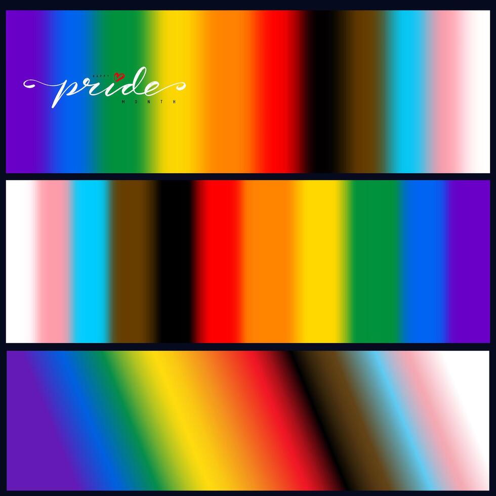 Set of blurred image of rainbow background. 2024 rainbow wavy pride banner. Happy pride month color. freehand drawing gradient. Card, poster graphic design, flyer, wrapping, wallpaper. vector