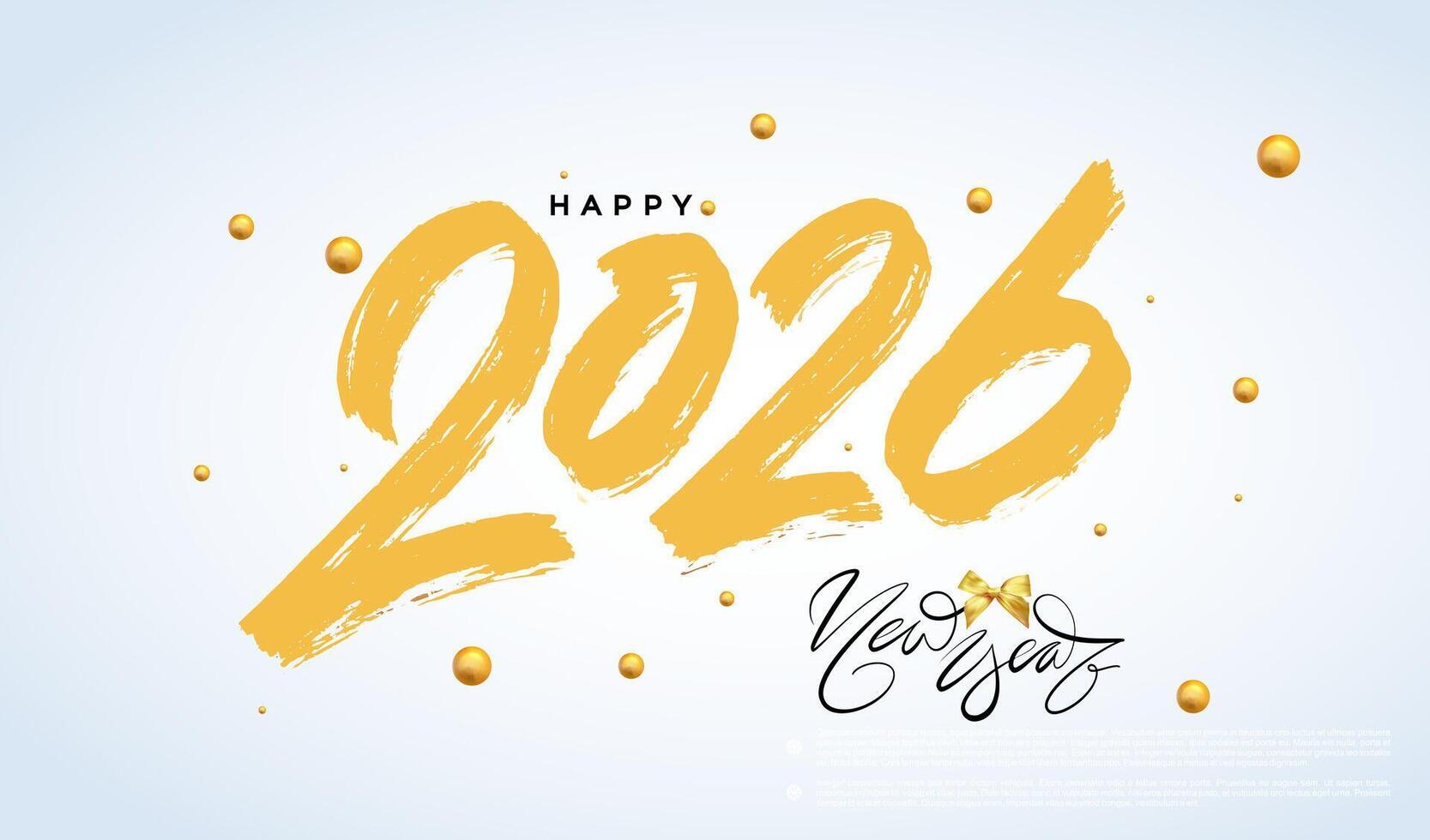 2026 gold lettering calligraphy Happy New Year Text Design. Golden luxury typographic element. logo brush painted text 2026 for celebration, season decoration for branding, card, banner. vector