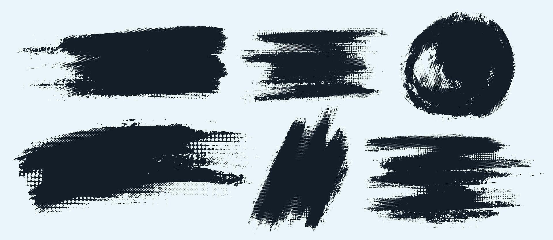 Set of glitch distorted grunge old shape. black noise grunge logo. Modern trendy defect error shapes. Grunge textured. Glitch frame illustration. Collection of distressed effect shapes. vector