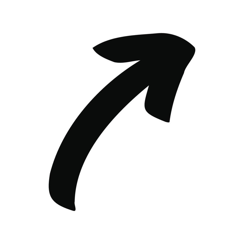 Hand drawn doodle arrow pointing right isolated on a white vector