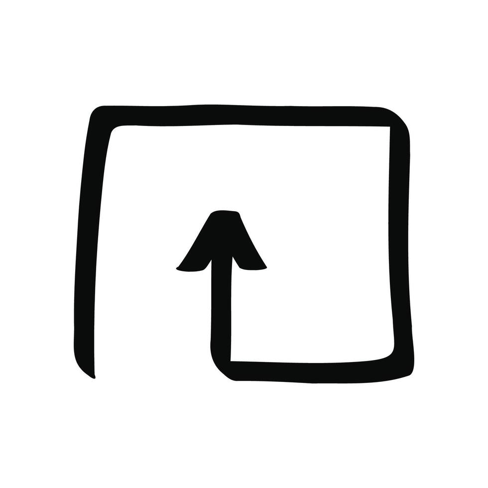 Hand drawn doodle square arrow isolated on a white vector