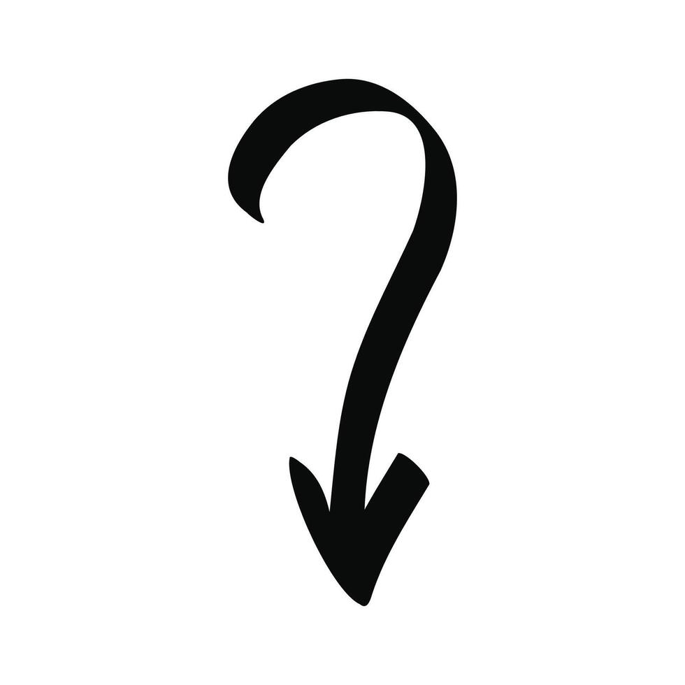Hand drawn doodle question shaped arrow isolated on a white vector