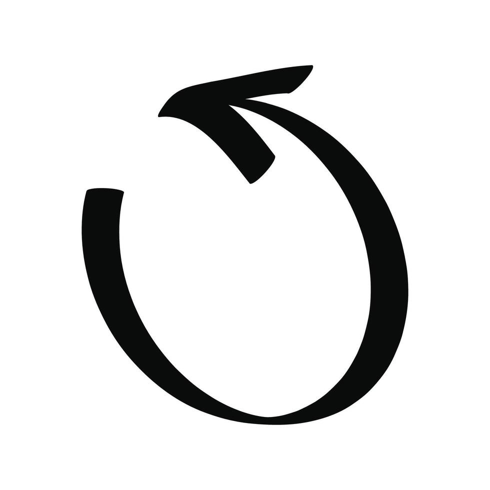Hand drawn black doodle circle arrow isolated on a white background vector