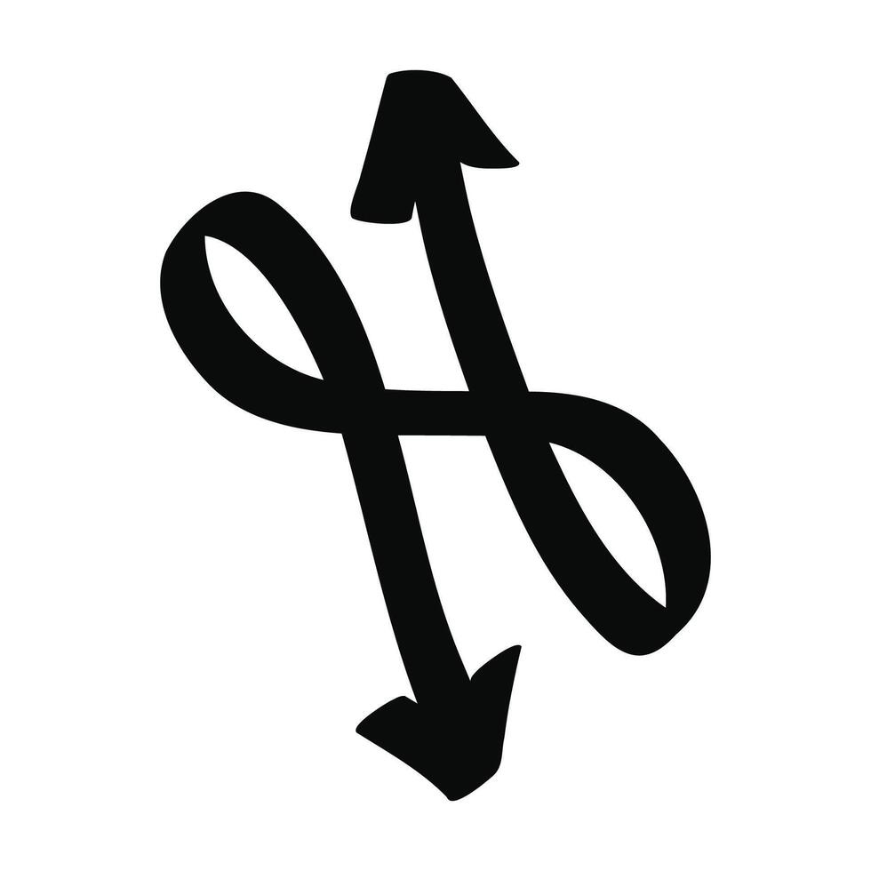 Hand drawn doodle double arrow isolated on a white background vector