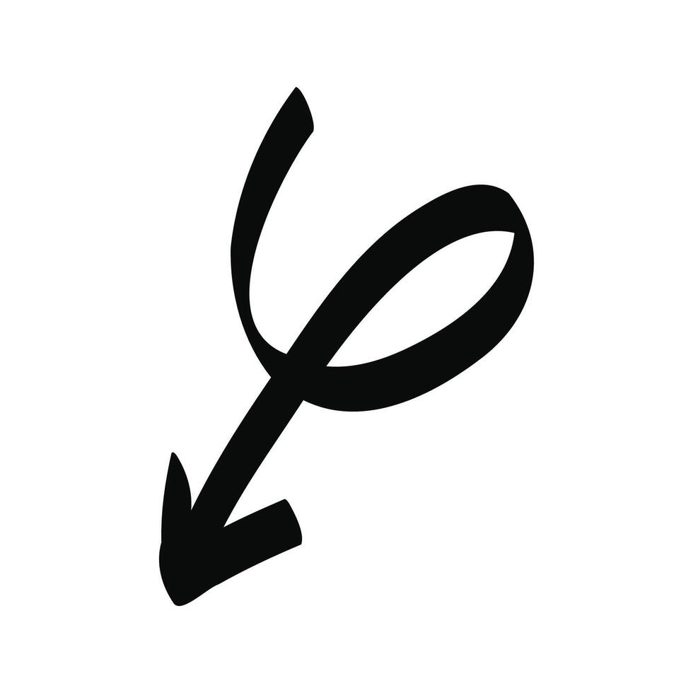 Hand drawn twisted doodle arrow isolated on a white vector