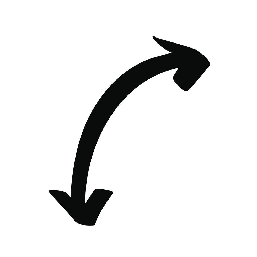Hand drawn black doodle double arrow isolated on a white background vector