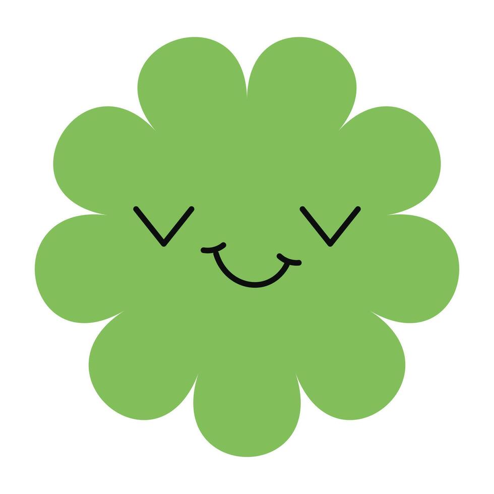 Minimal abstract flower with cartoon emoji expression. Fun blend of floral and character design for modern projects vector