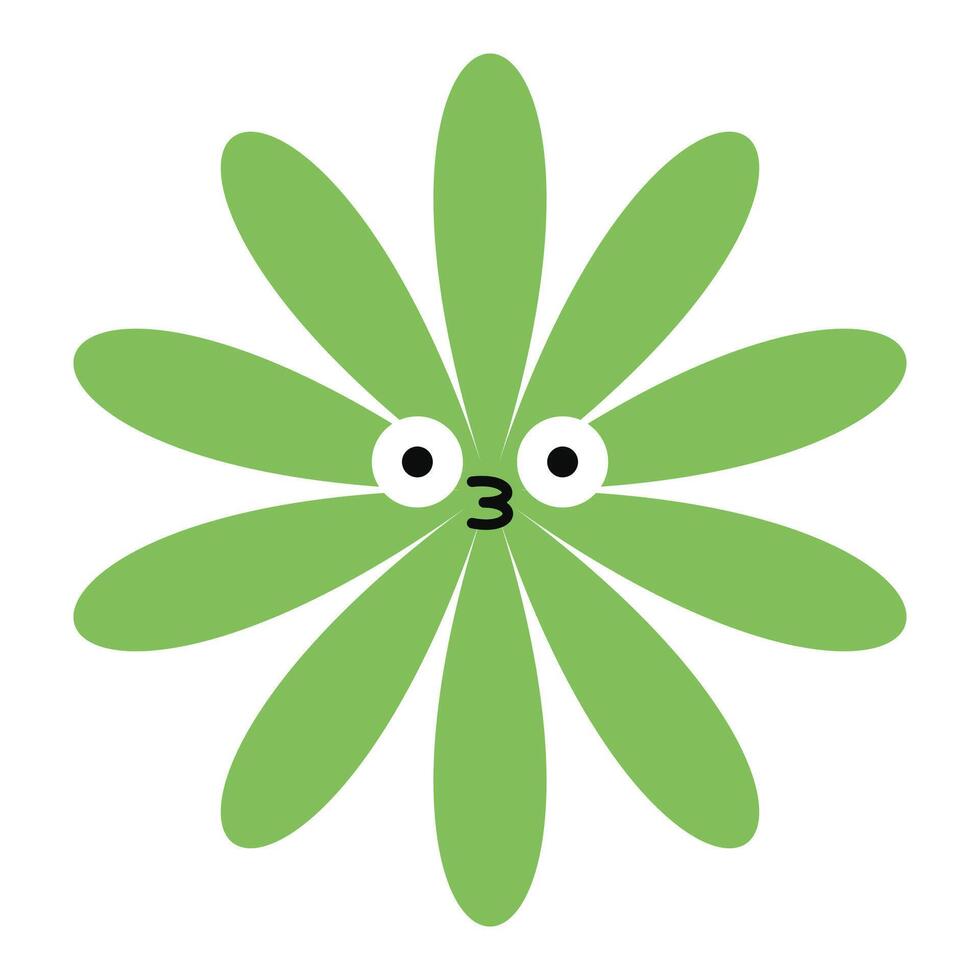 Kissing flower emoji with a cute, expressive face. A minimalistic and colorful bloom with whimsical charm vector