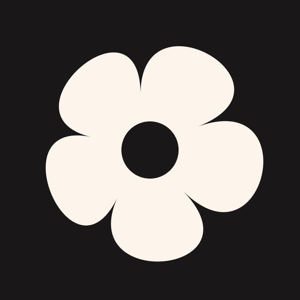 Retro floral icon with bold petal structure and soft abstract styling. A clean, elegant emblem that suits modern botanical aesthetics vector