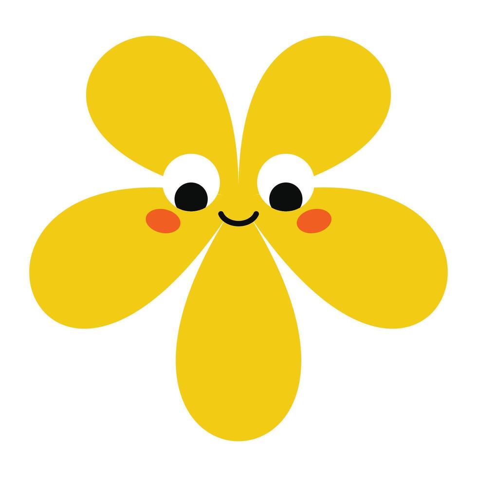 Flirty flower character with dreamy eyes and a playful smile. A colorful and minimal cartoon design full of charm vector
