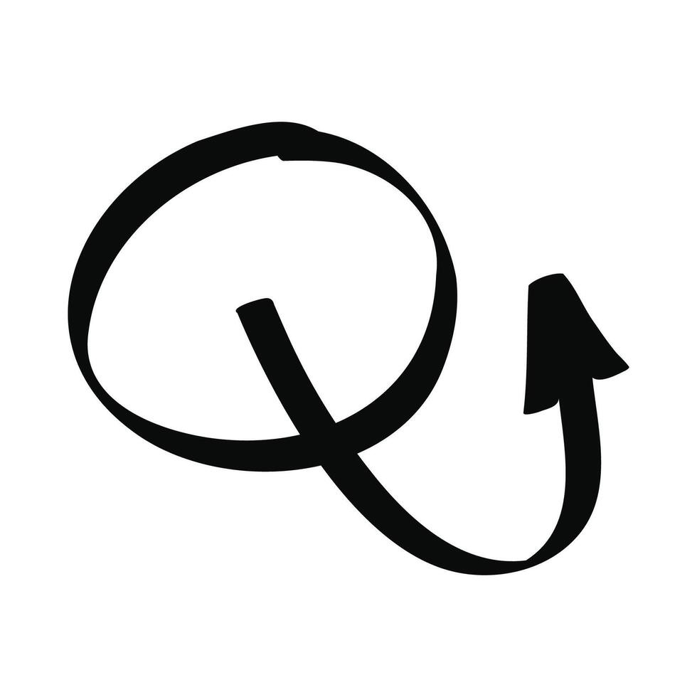 Hand drawn doodle circle arrow isolated on a white background vector