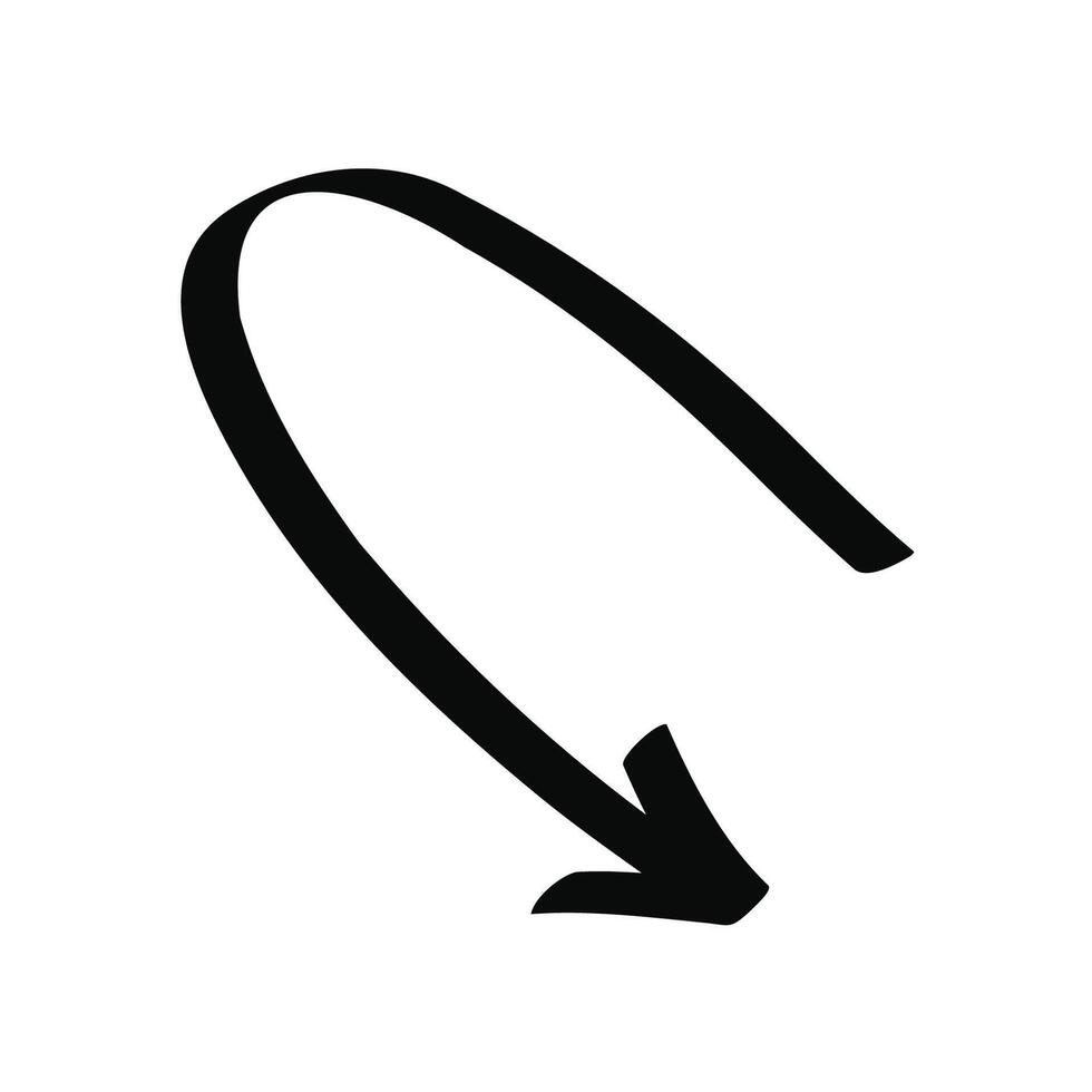 Hand drawn arrow squiggle isolated on a white vector