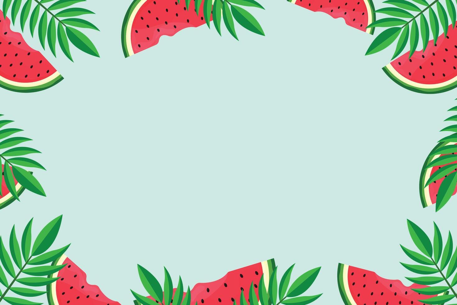 Watermelon Leaves Frame with Copy Space for Text Flat Illustration. vector