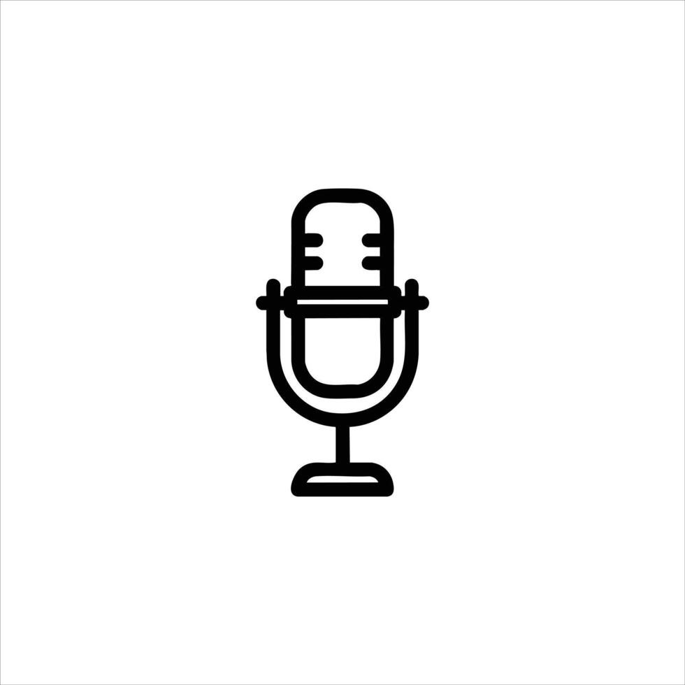 Studio Microphone Record Voice Line Icon vector