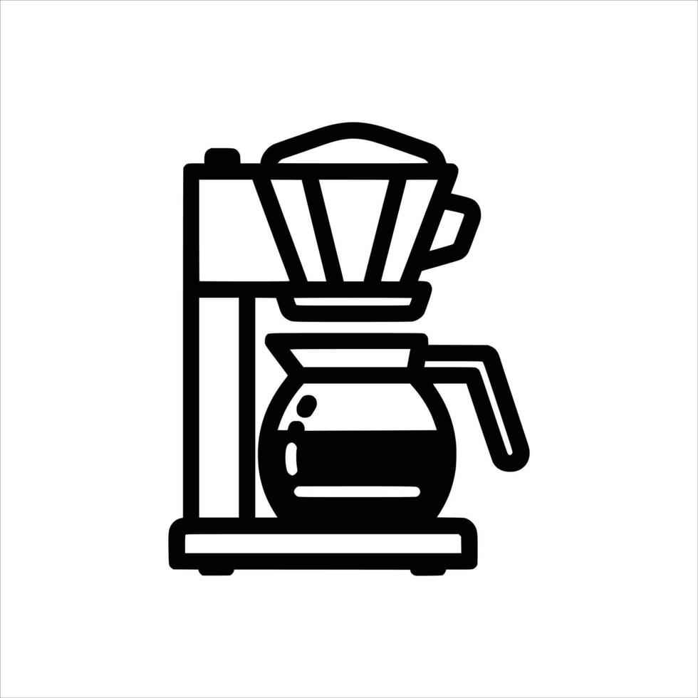 Coffee Maker Icon, Drip Coffee Brewer Silhouette icon isolated vector