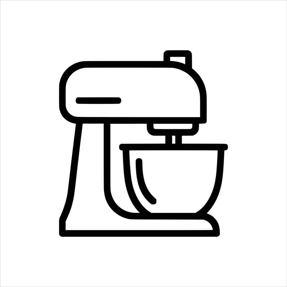 Kitchen Stand Mixer Icon - Line Art Design icon isolated on white vector