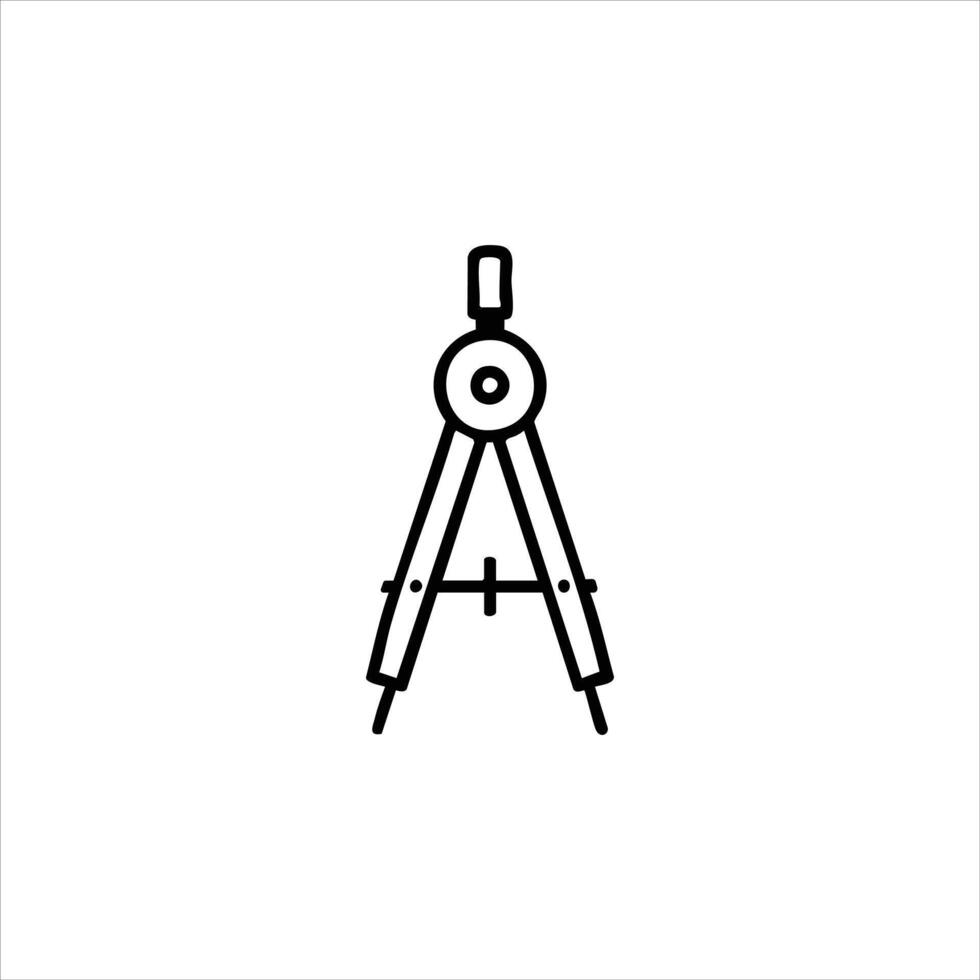 Drawing Compass Geometry Tool Line Icon vector