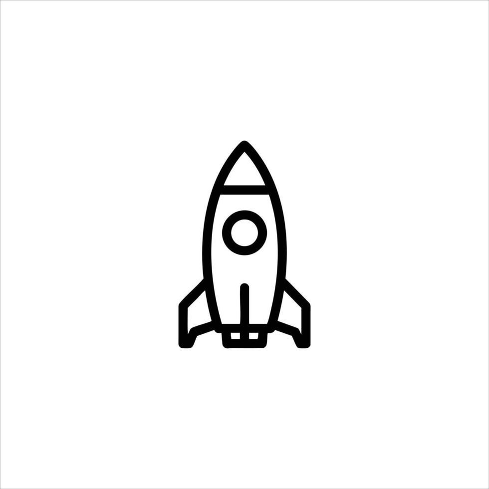 Retro Spaceship Rocket Outline Symbol vector