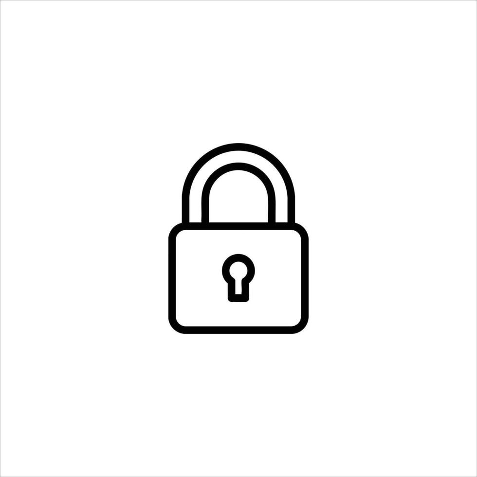 Closed Padlock Security Line Symbol vector