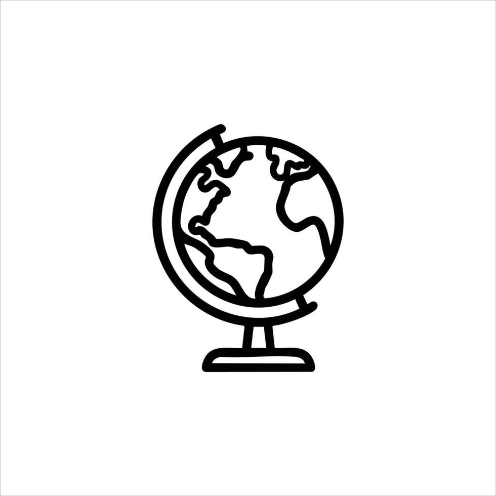 World Globe Geography Line Art Icon vector