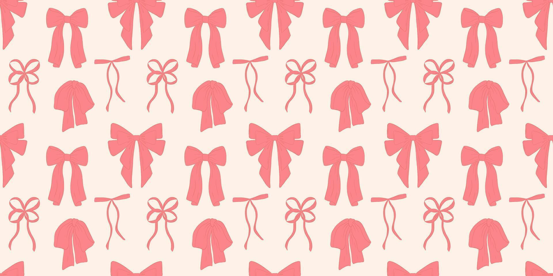 Seamless pattern pink bow vector