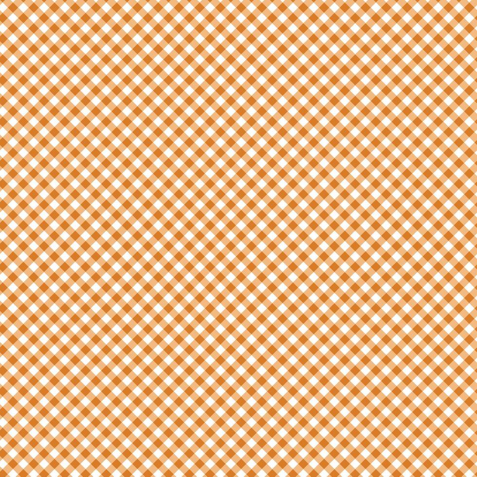 Orange and white diagonal gingham background vector