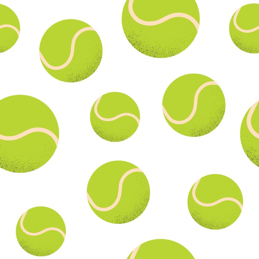 Seamless pattern of tennis balls on white background. Modern flat style texture for print, textile, wrapping, sport design. vector