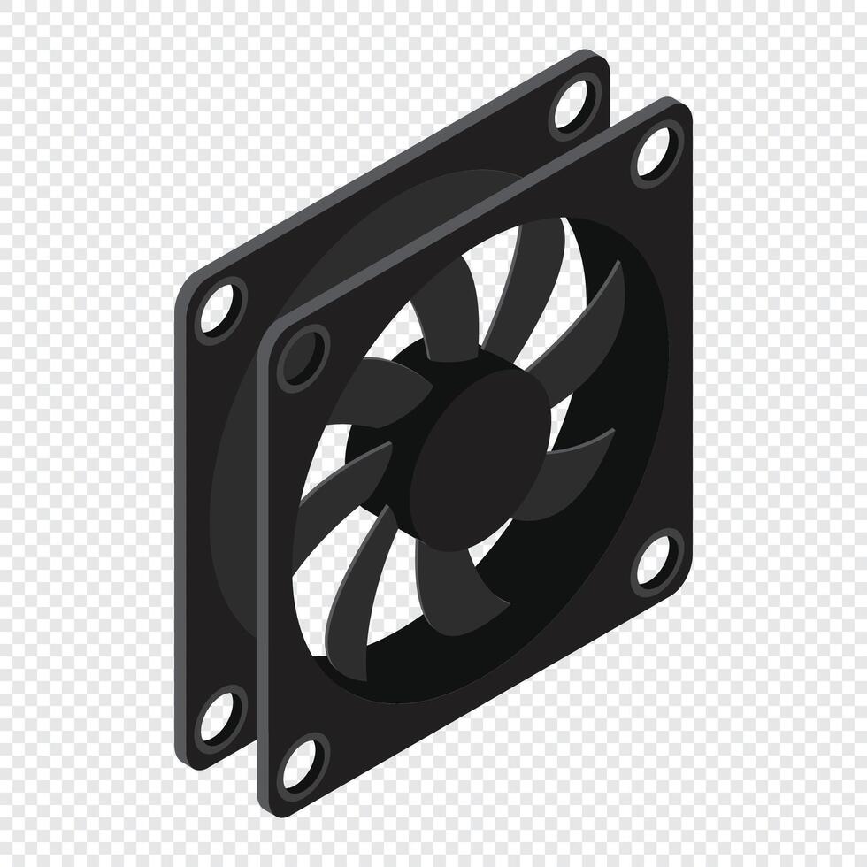 Isometric fan. Computer fan cooler. Isometric of PC case fan. Computer hardware components. illustration vector